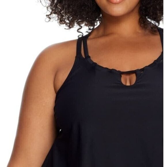 Birdsong Size 20W Bare Necessities Keyhole Underwire Tankini Swim Top Black PLUS - Picture 6 of 15